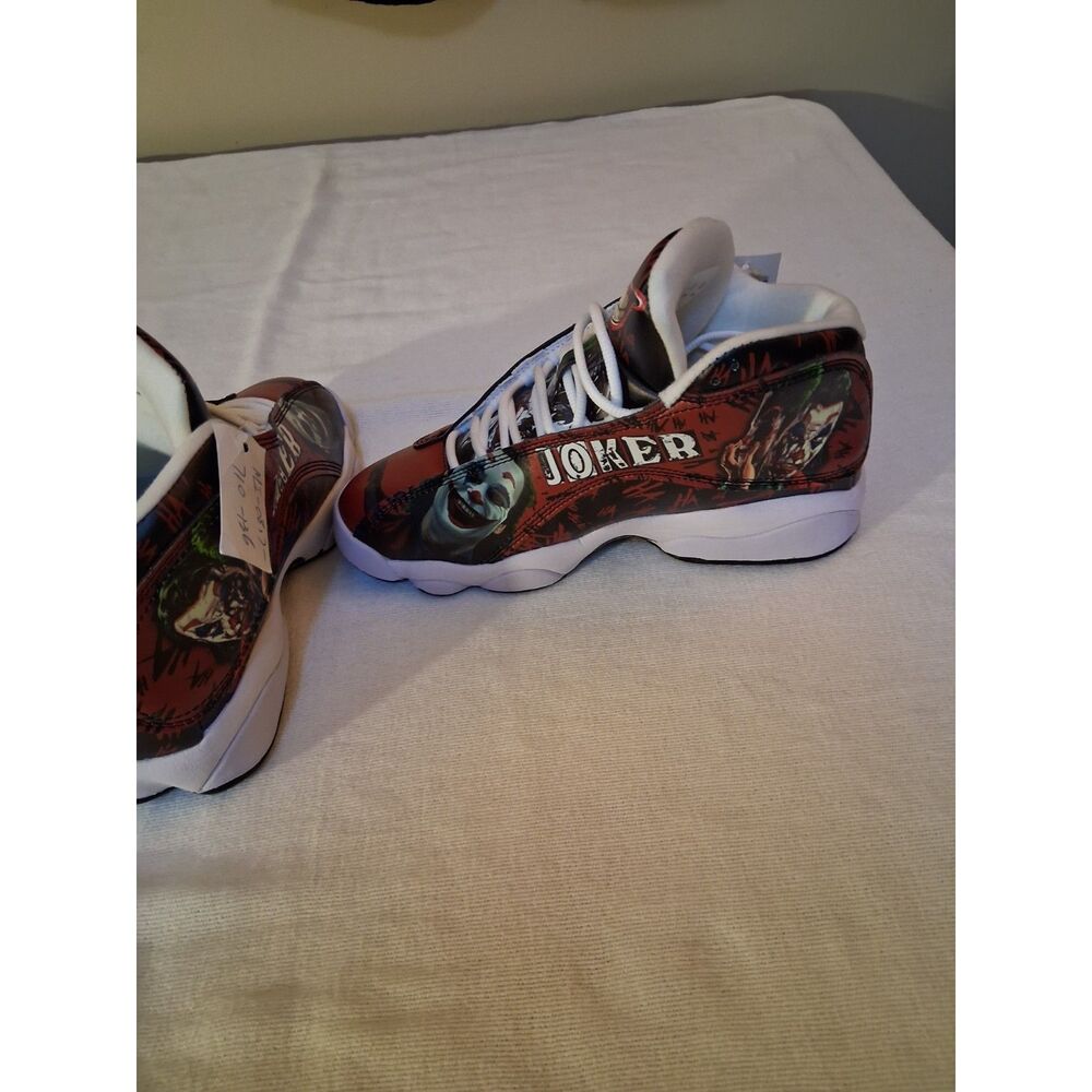 Joker Sneakers Red Black Ha Ha Ha Theme Cosplay Kids Size 5.5 - Picture 4 of 15